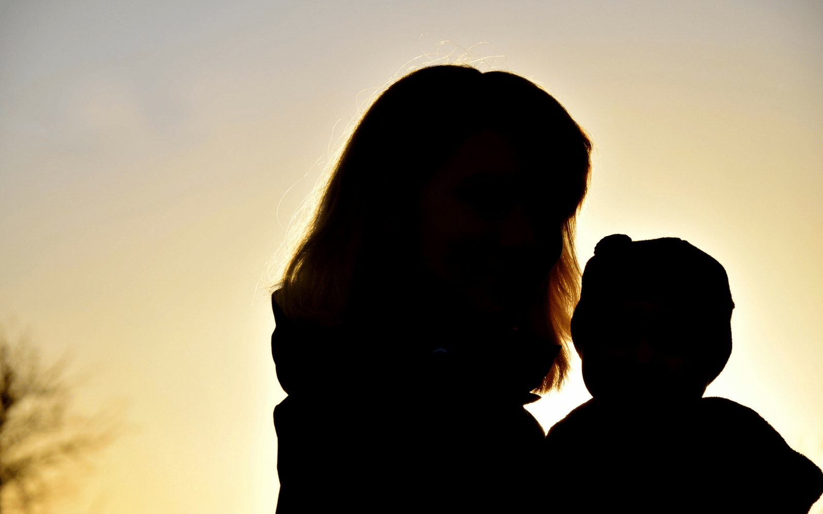 Mother and child family life silhouette