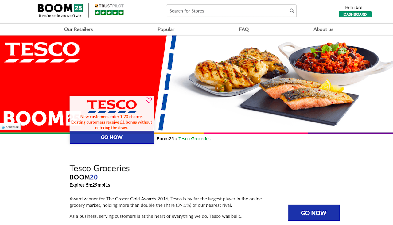 Boom 25 - A Cashback Website With A Difference - Review