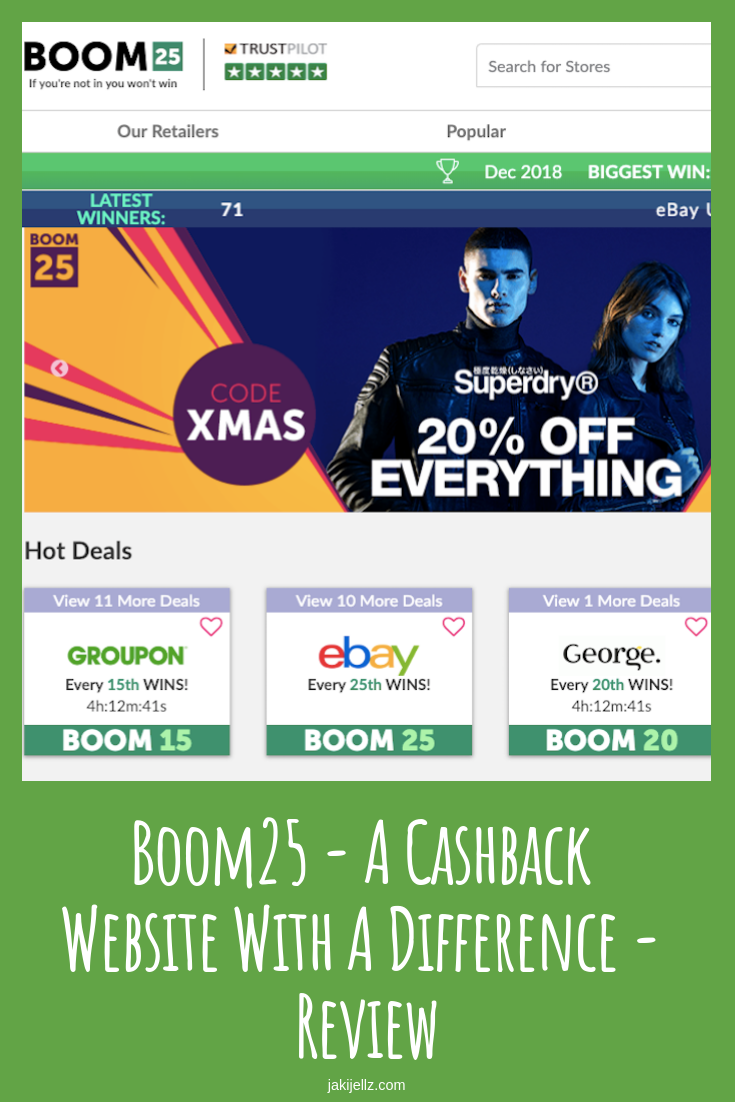 Boom 25 - A Cashback Website With A Difference - Review