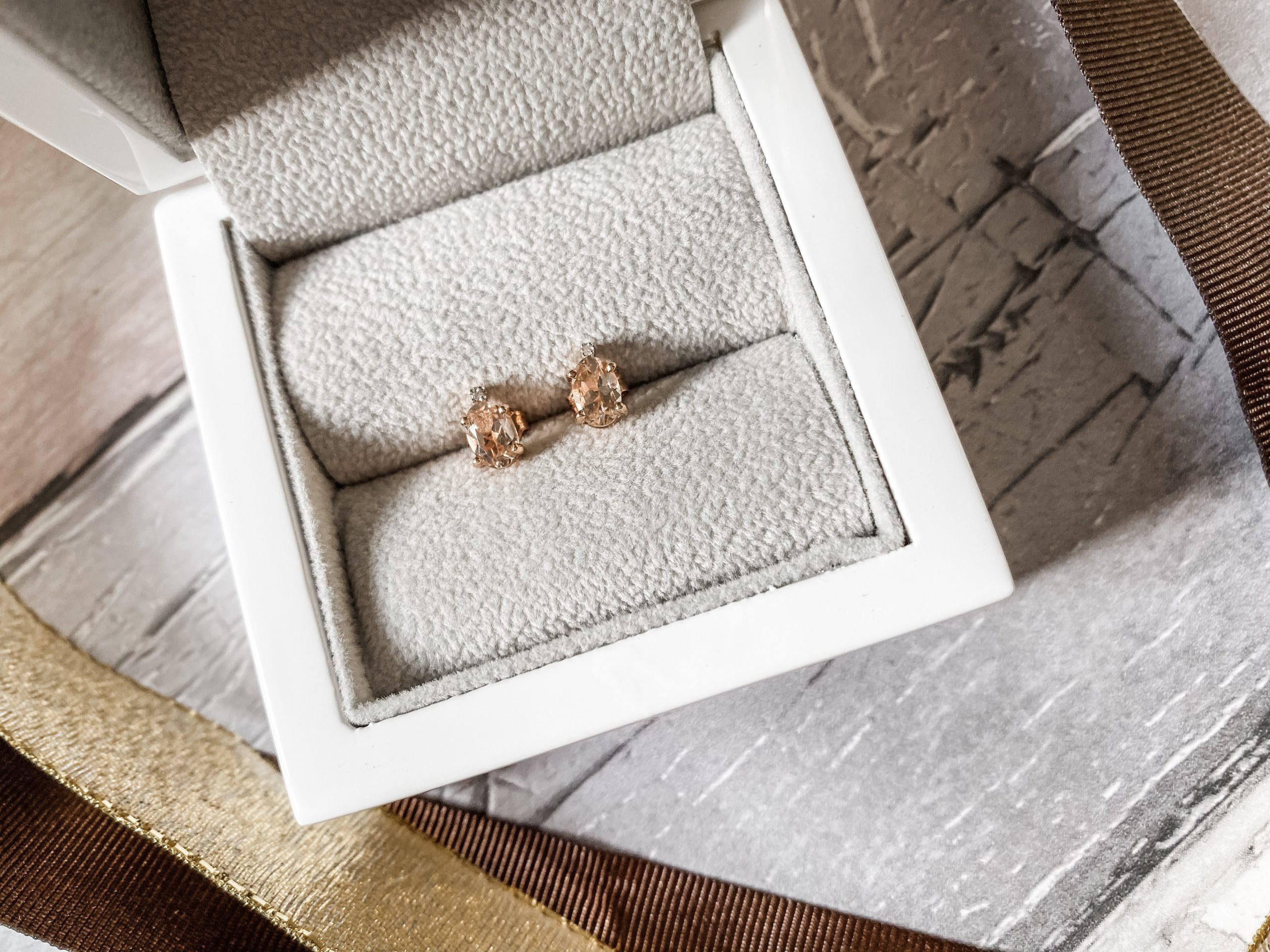 Browns Rosa Mer Morganite and Diamond Stud Earrings